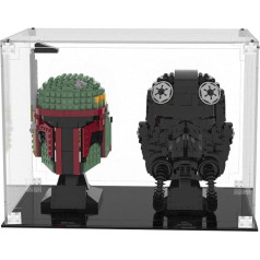 Icuanuty Akrila vitrīna Lego Star Wars divām ķiverēm, putekļu necaurlaidīga glabāšanai un organizēšanai, vitrīna Lego modelim, izmērs: 40 x 25 x 25 cm (tikai akrila vitrīna)