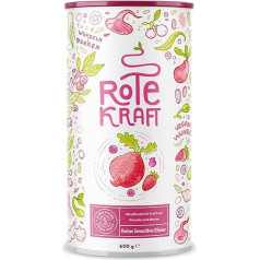 Red Kraft Smoothie pulveris 600 g ar saknēm un ogām, ieskaitot Maka, kurkumu, guaranu, Yerba Mate, avenes, Açai, Goji ogas, alternatīva kafijai Alpha Foods