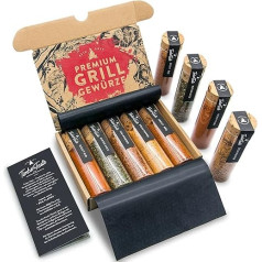 TIMBER TASTE® Barbecue Spice Gift Set for Men – 5 Exquisite BBQ Grilling Spices incl. Recipes – Grill Accessories as Christmas Gifts for Men – Spice Set for Him – Gift Set for Christmas – Spice Set