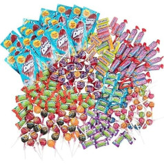 Chupa Chups Mentos & Center Shock Candy Party Mix 200 gabali ar konfektēm, košļājamām gumijām un košļājamām konfektēm ballītēm, dzimšanas dienām, Helovīnam, 1930g