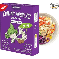 Elf-Family Konjac nūdeles [Fettuccine] no Taizemes, 240 g x 6 kastītes (12 iepakojums), ēdiens ar zemu ogļhidrātu saturu, vegāns, bez lipekļa, Shirataki makaroni, ātri pagatavojami makaroni, keto diēta, bez cukura, bez kalorijām, bez cukura