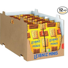 LEIBNIZ Minis Choco, 12 gabaliņu iepakojums, kraukšķīgi cepumi ar piena šokolādi, neliela izmēra, pārdošanai (12 x 125 g)