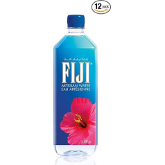 FIJI ūdens 1000 ml / 1 litrs, dabīgs avota ūdens, 12 gab. iepakojumā (vienreizlietojamais, 12 x 1000 ml)