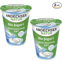 Andechser Jogurts Dabīgais grieķu jogurts 0,2% Tauki Grieķu jogurts no vājpiena 0,2% Tauki 400 g x 2 gabali [Svaiguma garantija]