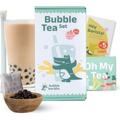 Bubble Barista Bubble Tea Set to Make Yourself (6 x Tapioca, 6 x Black Tea, 6 x Straws) - DIY Starter Set with Boba Tapioca and Black Beads - Ready