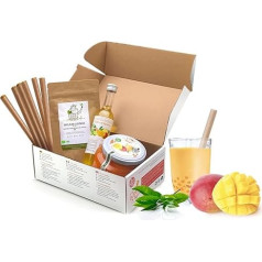 Bubble Tea Kit Mango - 8 напитков - без искусственных красителей - веганские и безглютеновые - 8 соломинок в комплекте