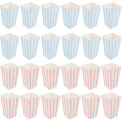 LUOZZY 24 x Pink and Blue Stripe Cinema Popcorn Boxes