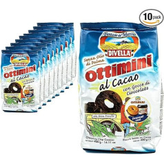 Divella - 10 Ottimini Biscotti al Cacao 400 g iepakojumā - cepumi Chip Cookies Sviesta cepumi ar kakao Gatavi tradicionālie itāļu cepumi (Saldumi no Itālijas)