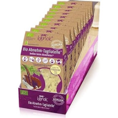 kajnok Organic Slimming Tagliatelle: Konjac nūdeles Tagliatelle stilā - organiskas un ar zemu ogļhidrātu saturu bez ogļhidrātiem - ideāli piemērotas fitnesa, zema kaloriju satura ēdieniem un svara samazināšanas mērķiem, 10 gab., kaste 6 6