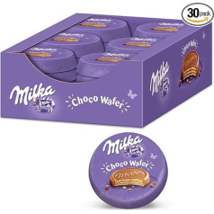 Milka Choco Vafele 30 x 30 g, vafele ar kakao krēma pildījumu, ietīta Alpu piena šokolādē