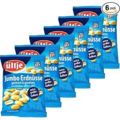 ültje - 6 Jumbo zemesrieksti 200 g iepakojumā, grauzdēti un sālīti - sālīti zemesriekstu kodoli īpaši liels baudījums