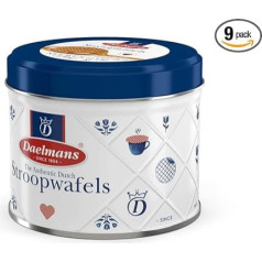 Daelmans Stroopwafels - Karameļu vafeles Daelmans konservu kārbā - Iepakojums: 9 kārbas (330 g vienā kārbā) - autentiskas holandiešu karameļu vafeles - Stroo vafeles