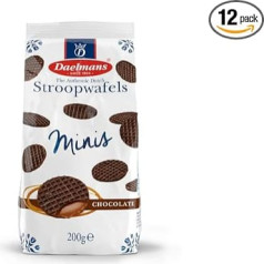 Daelmans Stroopwafels - Mini šokolādes vafeles - Iepakojums: 12 apakšējie maisiņi (apakšējā maisiņā ir 25 mini šokolādes Stroo vafeles) - autentiskas holandiešu šokolādes vafeles - Stroo vafeles