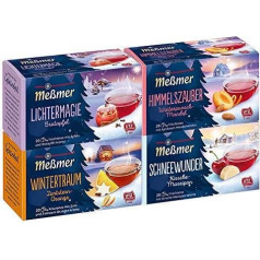 Meßmer Ziemas tējas komplekts (Meßmer Light Magic Baked Apple, Winter Dream Cinnamon Star Orange, Snow Miracle Cherry Marzipan un Sky Magic)