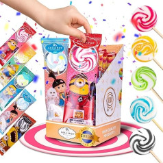 The Lollipop 20 x Lollipops Bulk Pack bērniem [Handmade] Lollipops ar dabīgām krāsvielām - saldumi kā dāvana dzimšanas dienā (Gru 4 Minions)