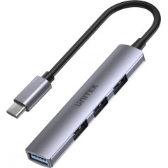 Centratorius usb-c; 3x usb-a 2.0 1x usb-a 5 gbps aliuminis