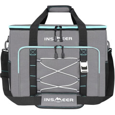 INSMEER Cool Bag Large 55 L, 80 kannu dzesēšanas maisiņš, salokāms, ūdensnecaurlaidīgs un ūdensnecaurlaidīgs izolēts maisiņš ar pudeļu atveri, XXL piknika maisiņš/iepirkšanas maisiņš ceļojumiem, kempingam, pludmalei