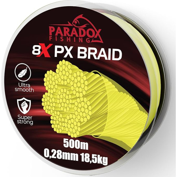 Paradox Fishing 8 x PX Pīta aukla 0.10 mm - 0.28 mm - Pīta aukla - cieši pīta - ideāli piemērota asaru, līdaku un zandartu zvejai ar spiningu