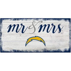 Fan Creations NFL San Diego Chargers Unisex Los Angeles Chargers Script Mr & Mrs Sign Komandas krāsa, 6 x 12