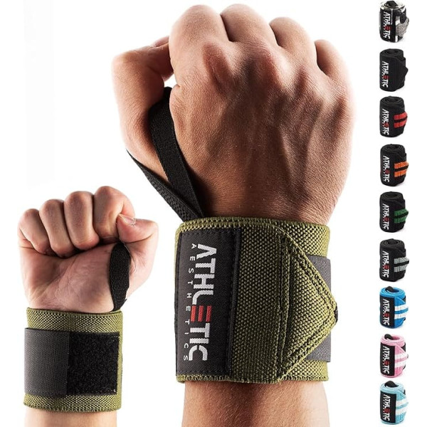 ATHLETIC AESTHETICS Wrist Bandages Fitness - Wrist Wrap (45 cm pārī) Wrist Bandage for Strength Training, Fitness, Bodybuilding, Crossfit - Wrist Support