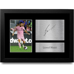 HWC Trading FR A4 Lionel Messi Inter Miami Dāvanas Iespiests parakstīts autogrāfu foto futbola faniem un faniem - A4 ierāmēts