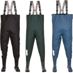 3Kamido Youth Waders Heavy Duty Braces Carry and Storage Bag Solid Sole Black and Green and Denim Blue 36 37 38 39 40 41 42 Junior Fishing Boots