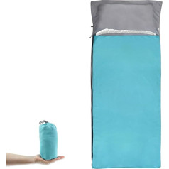 NewDoar Sleeping Bag Liner, 215 x 85 cm, pārnēsājams, viegls, ceļojuma pārklājs ar spilvena vietu, ultraviegls, mīksts kempinga guļammaisu ieliktnis, Pongee audums kempingam, pārgājieniem, mugursomai, viesnīcām,