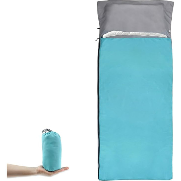 NewDoar Sleeping Bag Liner, 215 x 85 cm, pārnēsājams, viegls, ceļojuma pārklājs ar spilvena vietu, ultraviegls, mīksts kempinga guļammaisu ieliktnis, Pongee audums kempingam, pārgājieniem, mugursomai, viesnīcām,