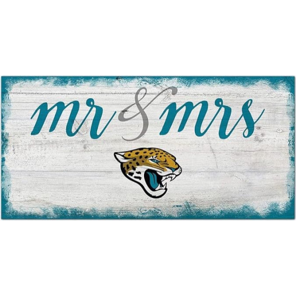 Fan Creations NFL Jacksonville Jaguars Unisex Jacksonville Jaguars Script Mr & Mrs Schild Komandas krāsa 6x12