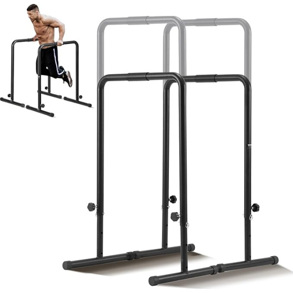 VEVOR Dip Bars Dip Stand stacija ar regulējamu augstumu, 200 kg fitnesa treniņu dip bar stacija, stabilizators, paralēlo stieņu Push Up statīvs, paralēlo stieņu stiprināšanas treniņš mājas sporta zālē