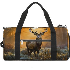 Pilna apdruka Sporta soma Tote Bag ar plecu siksnu un mugursomas funkciju, Stag in the Forest, viens izmērs, rokas bagāža, Deer in the forest, rokas bagāža