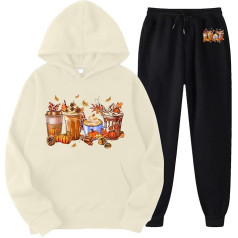 Briskorry Skrējiens Suit Dāmu komplekts, Hoody un Tracksuit bikses, Hoody komplekts Drukāts Halloween Jogging bikses komplekts Hooded divu gabalu Tracksuit Leisure Loose Lounge Set 2024 Modern Sportswear Jogger