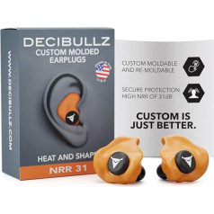 Decibullz | Moldable Ear Plugs | Dzirdes aizsardzība ar 31 NRR (27 dB) samazinājumu | Piemērots miegam, koncertam, darbam, sportam | 3 izmēri ietver pārnēsāšanas somu