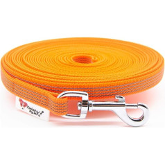 Twinkys Dog Style atsaukšanas pavadas gumijota 15 mm plata gumijota pavadas suņiem līdz 50 kg Oranžā skrūvju karabīne 10 m bez rokas cilpas Oranžā skrūvju karabīne Ražots Vācijā