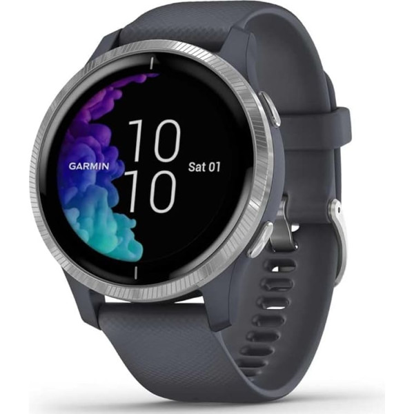 Garmin Venu Ūdensizturīgs GPS fitnesa viedpulkstenis ar AMOLED displeju, treniņu plāniem un animētiem vingrinājumiem, vācu valodas versija 20 sporta aplikācijas, sirdsdarbības monitorings, 5 dienu akumulatora darbības laiks, bezkontakta maksāju