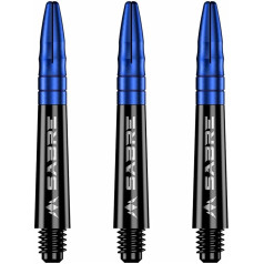 Mission Darts Sabre Shafts | Heavy Duty Black Polycarbonate Shafts ar krāsainu alumīnija virsmu | Vairāki iepakojuma izmēri | 6 krāsas | Īsas