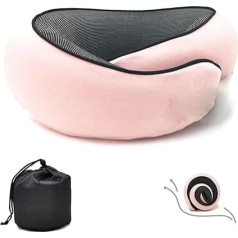 Kakla atbalsta spilvens ceļošanai Flyhugz Wander Plus Memory Foam Neck Pillow, rozā, ceļojumu spilvens, lidmašīnai