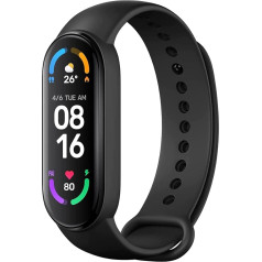 Xiaomi Mi Smart Band 6 1,56 collu AMOLED displejs Bluetooth fitnesa aktivitāšu sekotājs, SpO2 miega un sirdsdarbības monitorings, 30 treniņu režīmi, 14 dienu akumulatora darbības laiks, 5ATM, globāla versija, melns