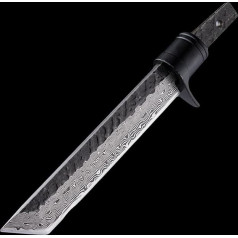 T10A Damascus San Mai Full Tang, T10A Damascus San Mai Full Tang, DIY Blank Blade for Custom Knife, Blade for Outdoor & Camping (Blank Blade + Guard), tukšs asmens naža izgatavošanai, T10A Damascus San Mai Full Tang, DIY Blank Blade for Custom Knife, B