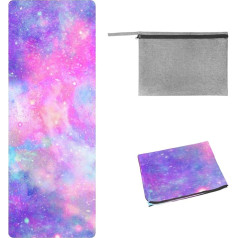 Eslifey Marbled Galaxy Rainbow Yoga dvielis, neslīdošs sviedru absorbējošs karsts jogas dvielis karstai jogai, pilatesam un fitnesam, 185 x 68 cm