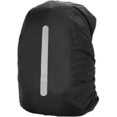 HESHUYAN Regenschutz Rucksack Pārnēsājama ūdensnecaurlaidīga mugursoma Skolas soma Satchel Protection Cover ar atstarojošām svītrām āra kempinga pārgājienu mugursoma Regenschutz (Black 30L)