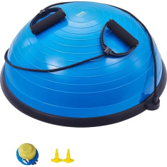 VEVOR Half Gym Ball Trainer, 584 mm līdzsvara bumbas trenažieris, 300 kg slodzes ietilpības stabilitātes bumba, jogas bumba ar pretestības lentēm un kāju sūkni, izturības fitnesa bumba mājas trenažieru zālei, zils