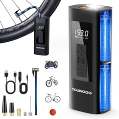 Velosipēdu sūknis, YOUNGDO gaisa sūknis velosipēdam 150 PSI, velosipēdu sūknis elektriskais 6000 mAh, elektriskais gaisa sūknis, akumulatora kompresors, velosipēdu sūknis visiem vārstiem velosipēdam, motociklam, lodēm