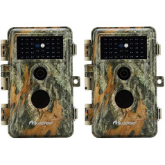 2pcs Wildlife Camera Photo Trap Prey Camera Hunting Camera, 32MP HD Video, 36pcs IR LED No-Glow Night Vision Wildlife Camera with Motion Sensor IP66 Waterproof, Built-in Screen