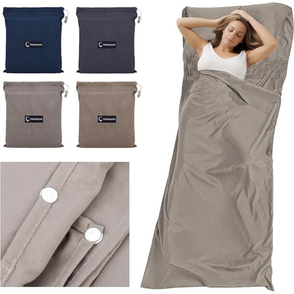 Mayoii Sleeping Bag Liner Ultravieglais saliekamais guļammaiss ar spilvena vietu kempingam, viesnīcai, ceļojumiem, pārnēsājams guļammaiss ar maisu, piemērots pieaugušajiem, bērniem