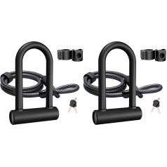 Emove 2 Pack Bicycle U Lock Heavy Duty velosipēdu slēdzene 16 mm skava un 1,2 m/1,8 m garš drošības kabelis ar izturīgu kronšteinu velosipēdam, motociklam un daudz kam citam