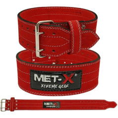 Met-X Premium Nubuka ādas josta, josta, Pro Powerlifting (sarkana), m