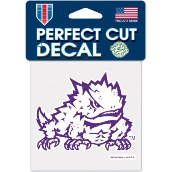 Wincraft NCAA Texas Christian University 10668115 Perfect Cut krāsu uzlīme, 4 x 4 collas, melna