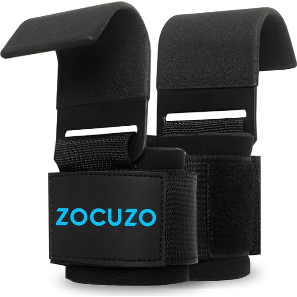 ZOCUZO pacelšanas āķi (pāri) Heavy Duty Lifting Wrist Straps - Deadlift siksnas Powerlifting Svaru celšana vīriešiem un sievietēm Treniņu aprīkojums