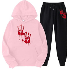 Women's Tracksuit, Hoodie and Jogging Bottoms, Hoodie Suit with Blood Horror Tracksuit Set, Hooded 2-Piece Tracksuit Set, Casual Loose Lounge Set, Stylish Winter Sports Outfit, Joggers